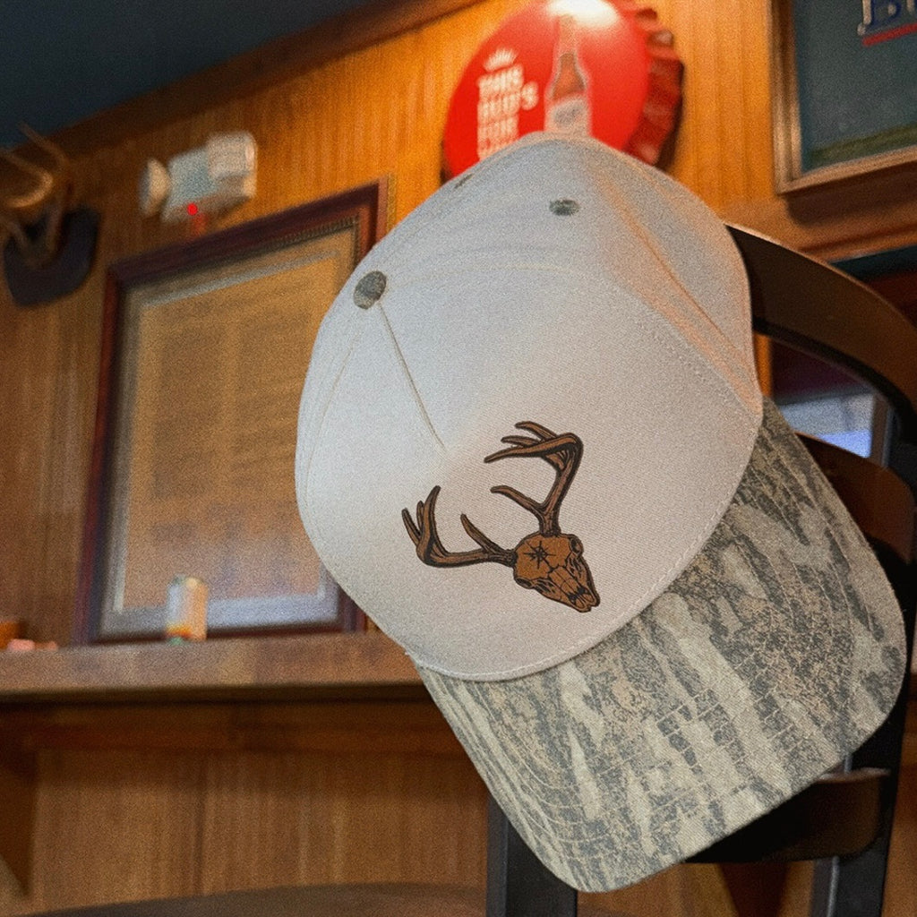 White And Camo Deer Logo Hat