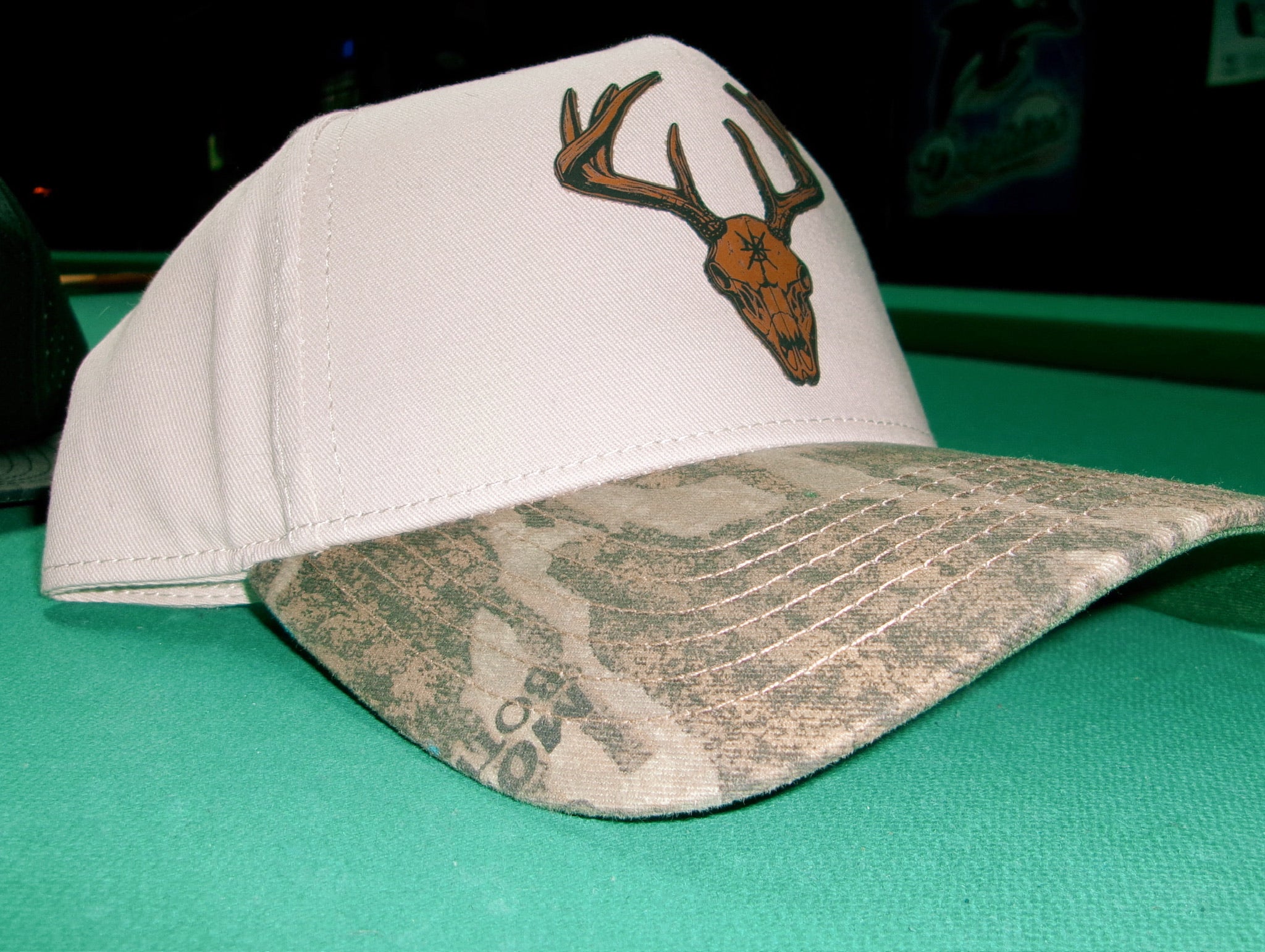 White And Camo Deer Logo Hat